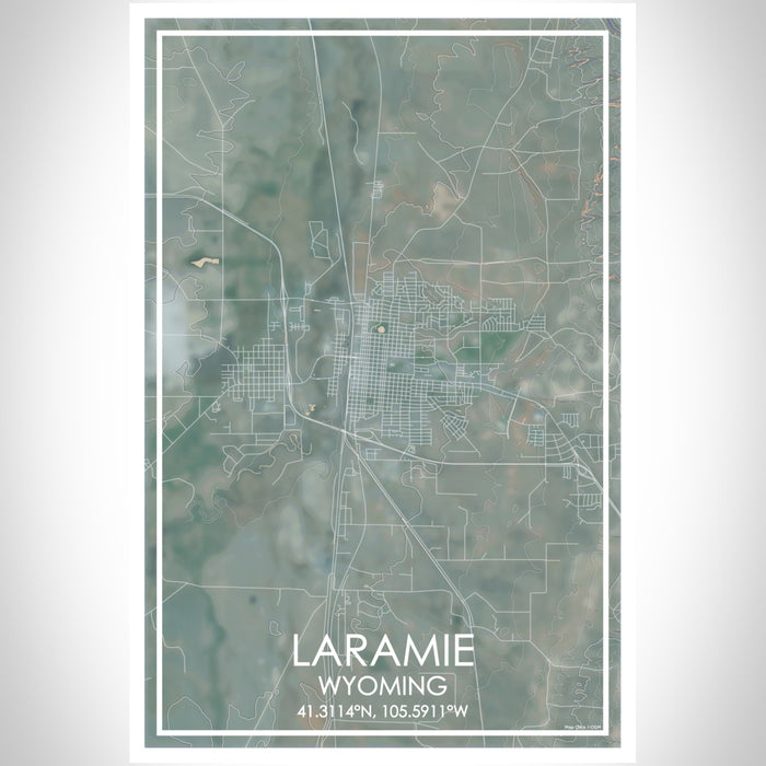 Laramie Wyoming Map Print Portrait Orientation in Afternoon Style With Shaded Background