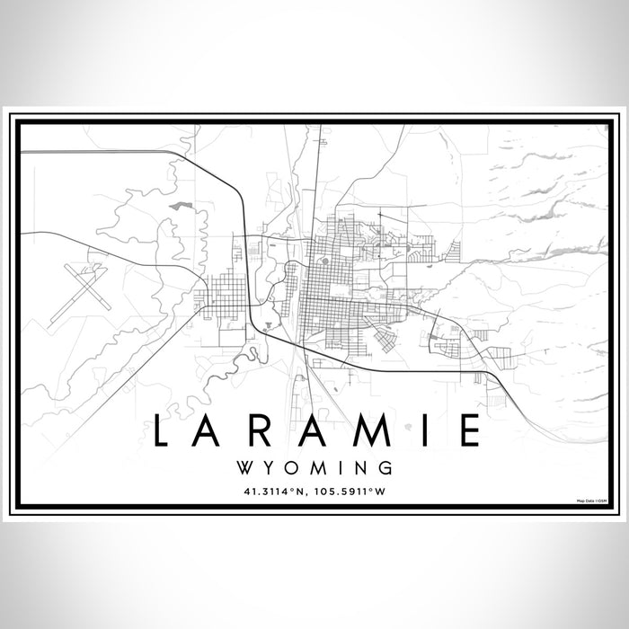 Laramie Wyoming Map Print Landscape Orientation in Classic Style With Shaded Background