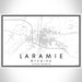Laramie Wyoming Map Print Landscape Orientation in Classic Style With Shaded Background