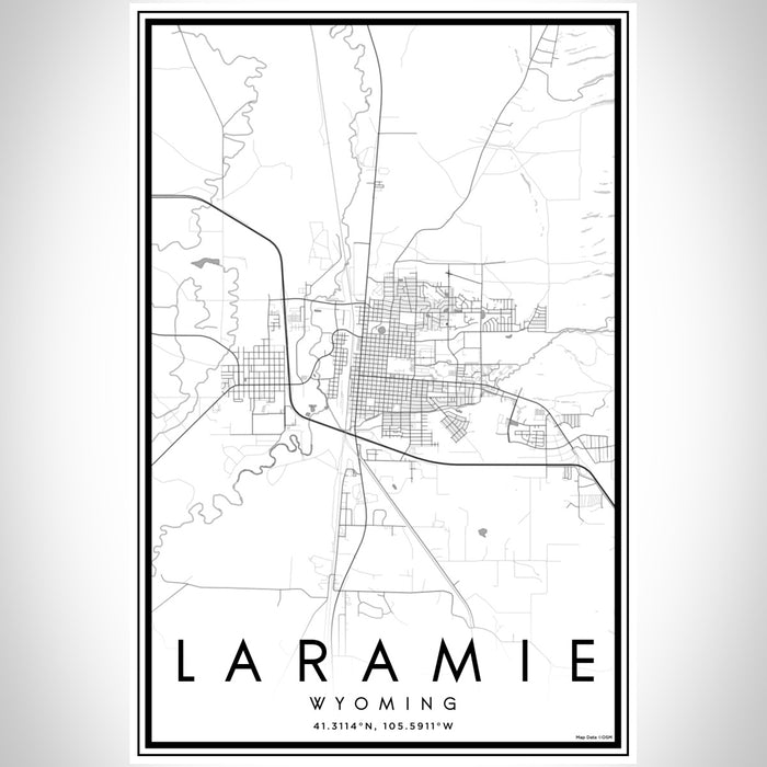 Laramie Wyoming Map Print Portrait Orientation in Classic Style With Shaded Background