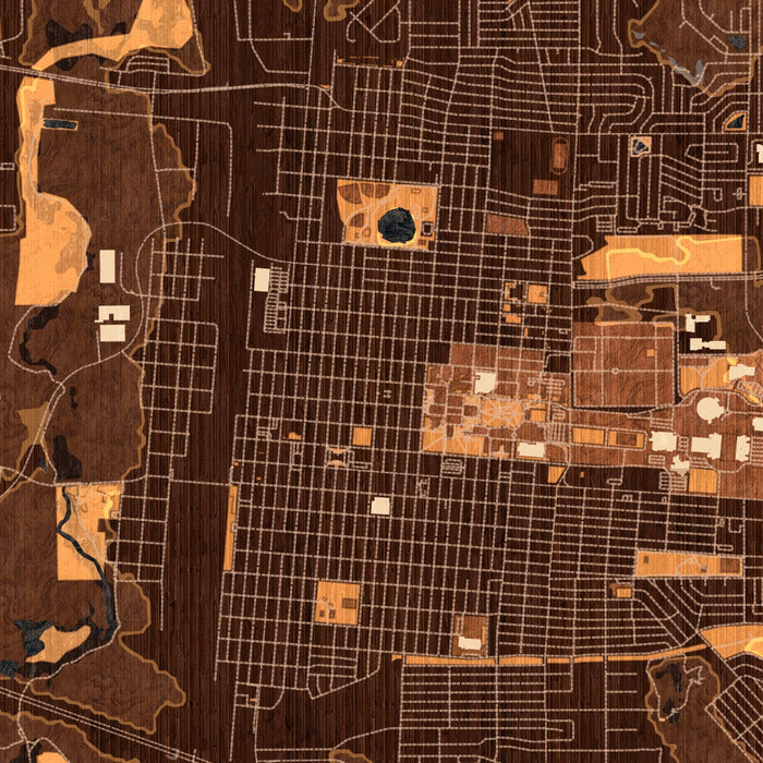 Laramie Wyoming Map Print in Ember Style Zoomed In Close Up Showing Details