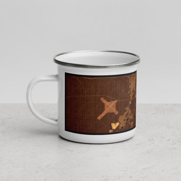 Left View Custom Laramie Wyoming Map Enamel Mug in Ember