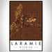 Laramie Wyoming Map Print Portrait Orientation in Ember Style With Shaded Background