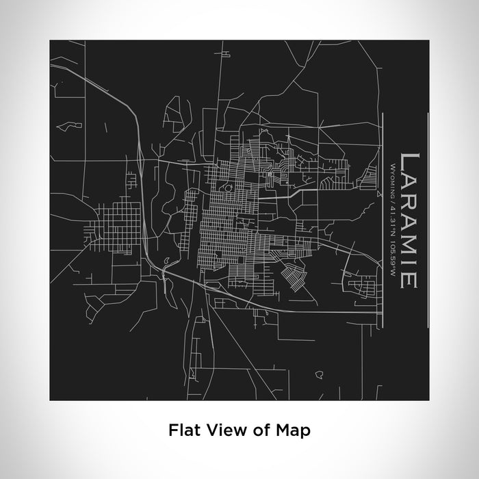 Rendered View of Laramie Wyoming Map Engraving on 17oz Stainless Steel Insulated Tumbler in Black