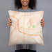Person holding 18x18 Custom Laramie Wyoming Map Throw Pillow in Watercolor
