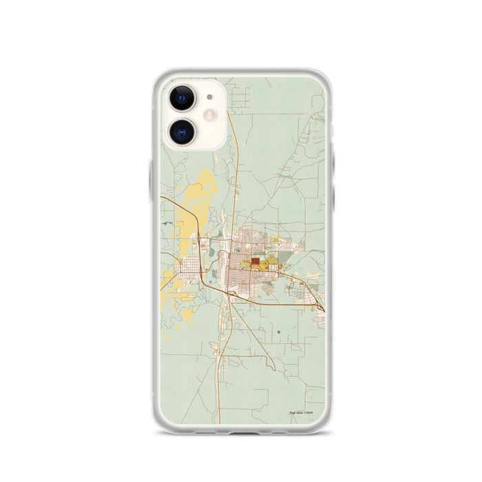 Custom iPhone 11 Laramie Wyoming Map Phone Case in Woodblock