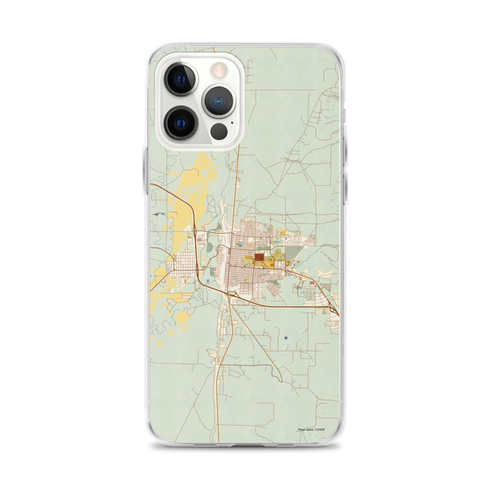 Custom iPhone 12 Pro Max Laramie Wyoming Map Phone Case in Woodblock