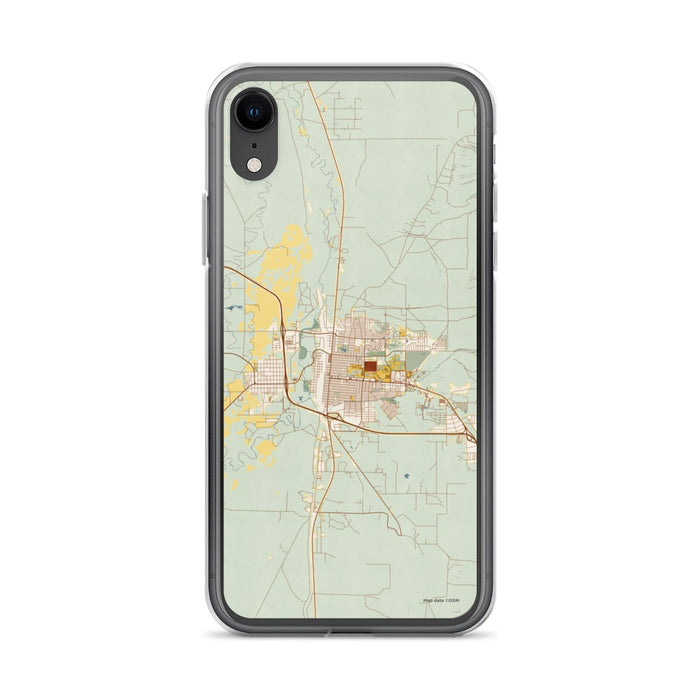 Custom iPhone XR Laramie Wyoming Map Phone Case in Woodblock
