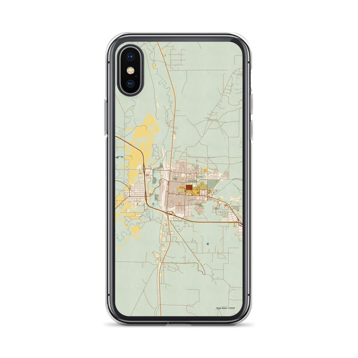 Custom iPhone X/XS Laramie Wyoming Map Phone Case in Woodblock