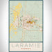 Laramie Wyoming Map Print Portrait Orientation in Woodblock Style With Shaded Background