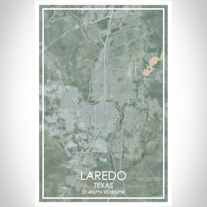 Laredo Texas Map Print Portrait Orientation in Afternoon Style With Shaded Background