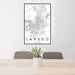 24x36 Laredo Texas Map Print Portrait Orientation in Classic Style Behind 2 Chairs Table and Potted Plant
