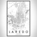Laredo Texas Map Print Portrait Orientation in Classic Style With Shaded Background