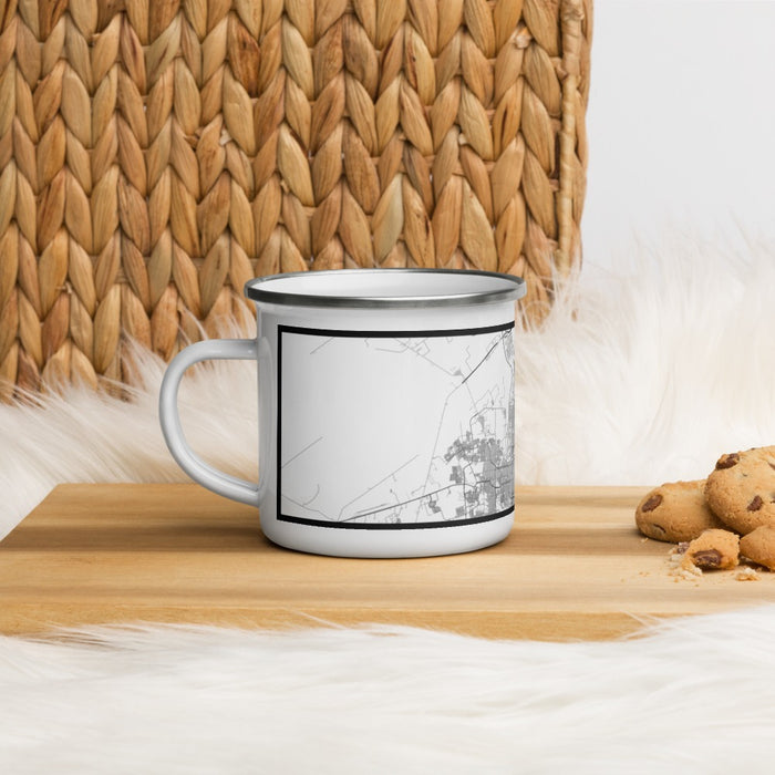 Left View Custom Laredo Texas Map Enamel Mug in Classic on Table Top