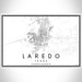 Laredo Texas Map Print Landscape Orientation in Classic Style With Shaded Background