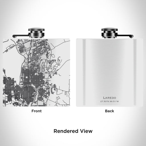 Rendered View of Laredo Texas Map Engraving on 6oz Stainless Steel Flask in White