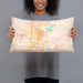 Person holding 20x12 Custom Laredo Texas Map Throw Pillow in Watercolor