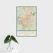 16x24 Laredo Texas Map Print Portrait Orientation in Woodblock Style With Tropical Plant Leaves in Water