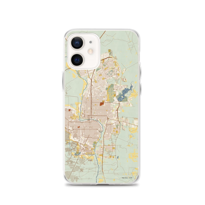 Custom Laredo Texas Map iPhone 12 Phone Case in Woodblock