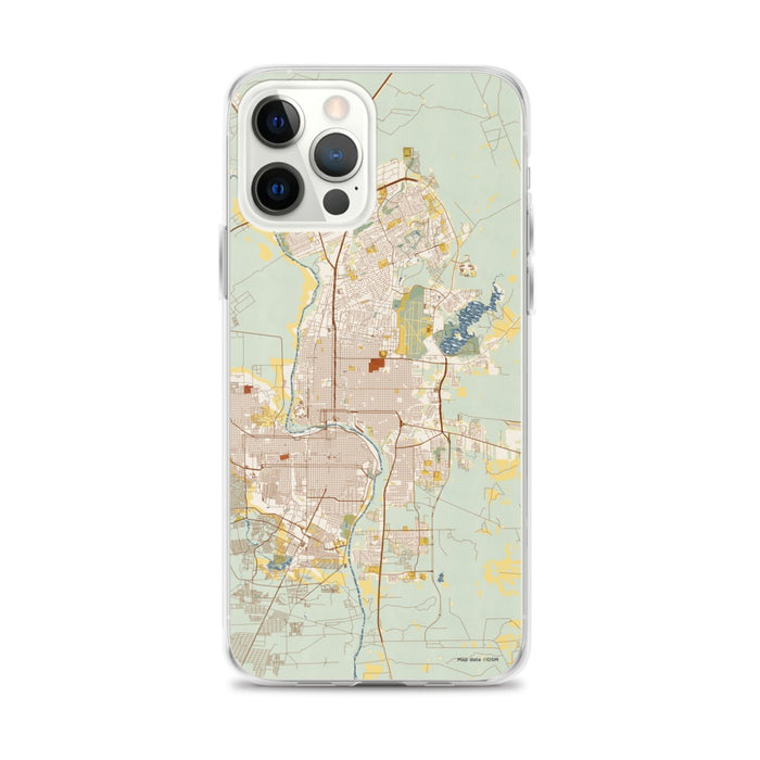 Custom Laredo Texas Map iPhone 12 Pro Max Phone Case in Woodblock