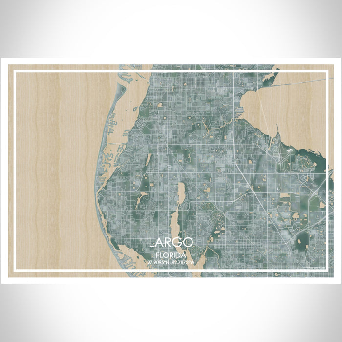 Largo Florida Map Print Landscape Orientation in Afternoon Style With Shaded Background