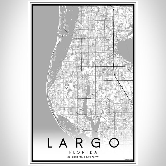 Largo Florida Map Print Portrait Orientation in Classic Style With Shaded Background