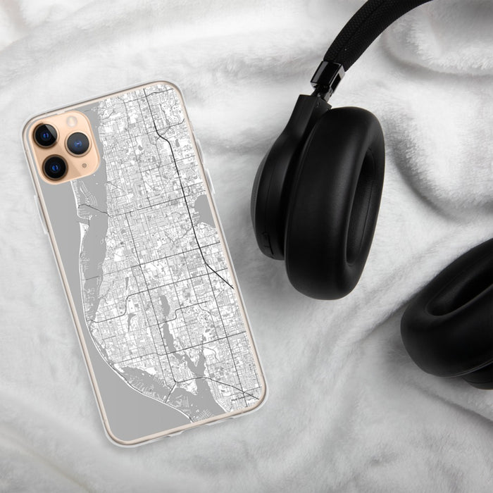 Custom Largo Florida Map Phone Case in Classic on Table with Black Headphones