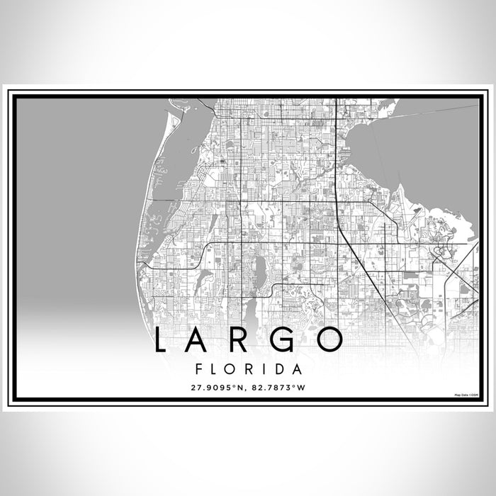 Largo Florida Map Print Landscape Orientation in Classic Style With Shaded Background