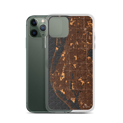 Custom Largo Florida Map Phone Case in Ember on Table with Laptop and Plant