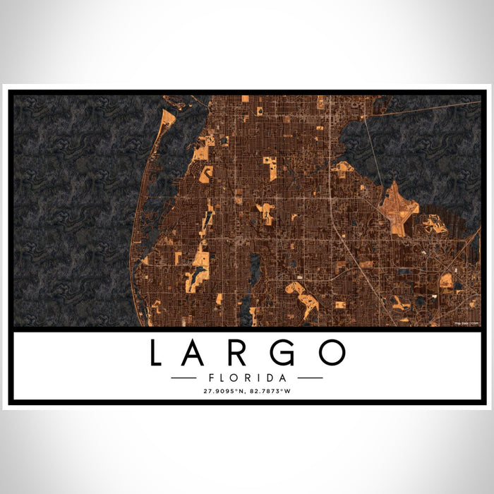 Largo Florida Map Print Landscape Orientation in Ember Style With Shaded Background