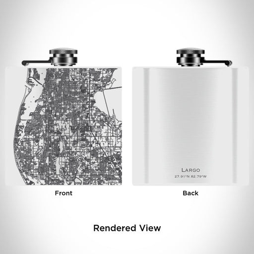 Rendered View of Largo Florida Map Engraving on 6oz Stainless Steel Flask in White