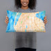 Person holding 20x12 Custom Largo Florida Map Throw Pillow in Watercolor