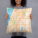 Person holding 18x18 Custom Largo Florida Map Throw Pillow in Watercolor