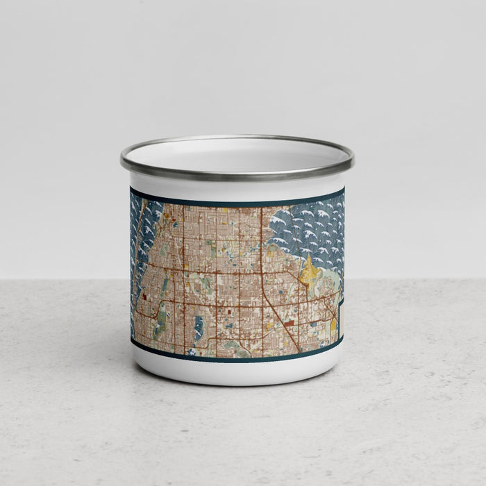 Front View Custom Largo Florida Map Enamel Mug in Woodblock