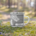 Right View Custom Larkspur California Map Enamel Mug in Classic on Grass With Trees in Background