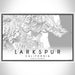 Larkspur California Map Print Landscape Orientation in Classic Style With Shaded Background