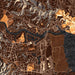 Larkspur California Map Print in Ember Style Zoomed In Close Up Showing Details