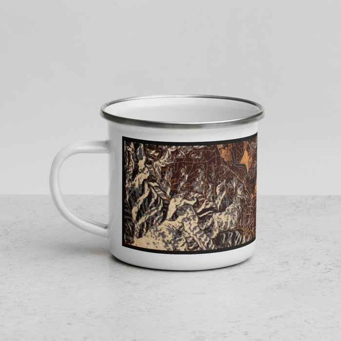Left View Custom Larkspur California Map Enamel Mug in Ember