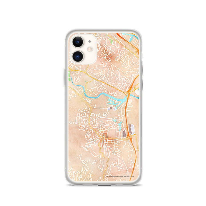 Custom iPhone 11 Larkspur California Map Phone Case in Watercolor