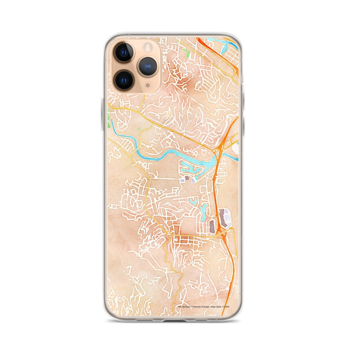 Custom iPhone 11 Pro Max Larkspur California Map Phone Case in Watercolor