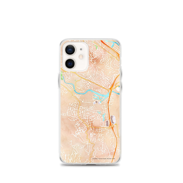 Custom iPhone 12 mini Larkspur California Map Phone Case in Watercolor