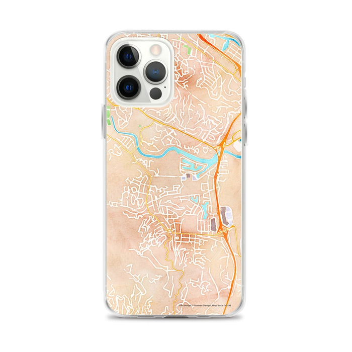 Custom iPhone 12 Pro Max Larkspur California Map Phone Case in Watercolor