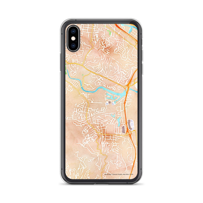Custom iPhone XS Max Larkspur California Map Phone Case in Watercolor