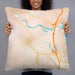 Person holding 22x22 Custom Larkspur California Map Throw Pillow in Watercolor