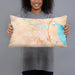 Person holding 20x12 Custom Larkspur California Map Throw Pillow in Watercolor