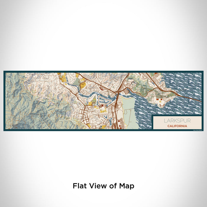Flat View of Map Custom Larkspur California Map Enamel Mug in Woodblock