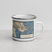 Right View Custom Larkspur California Map Enamel Mug in Woodblock
