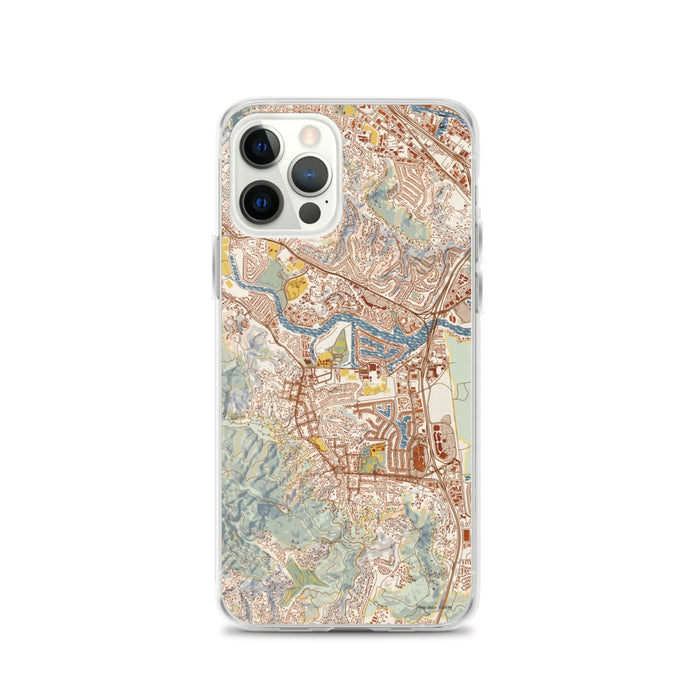 Custom iPhone 12 Pro Larkspur California Map Phone Case in Woodblock