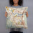 Person holding 18x18 Custom Larkspur California Map Throw Pillow in Woodblock