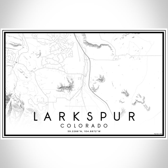 Larkspur Colorado Map Print Landscape Orientation in Classic Style With Shaded Background